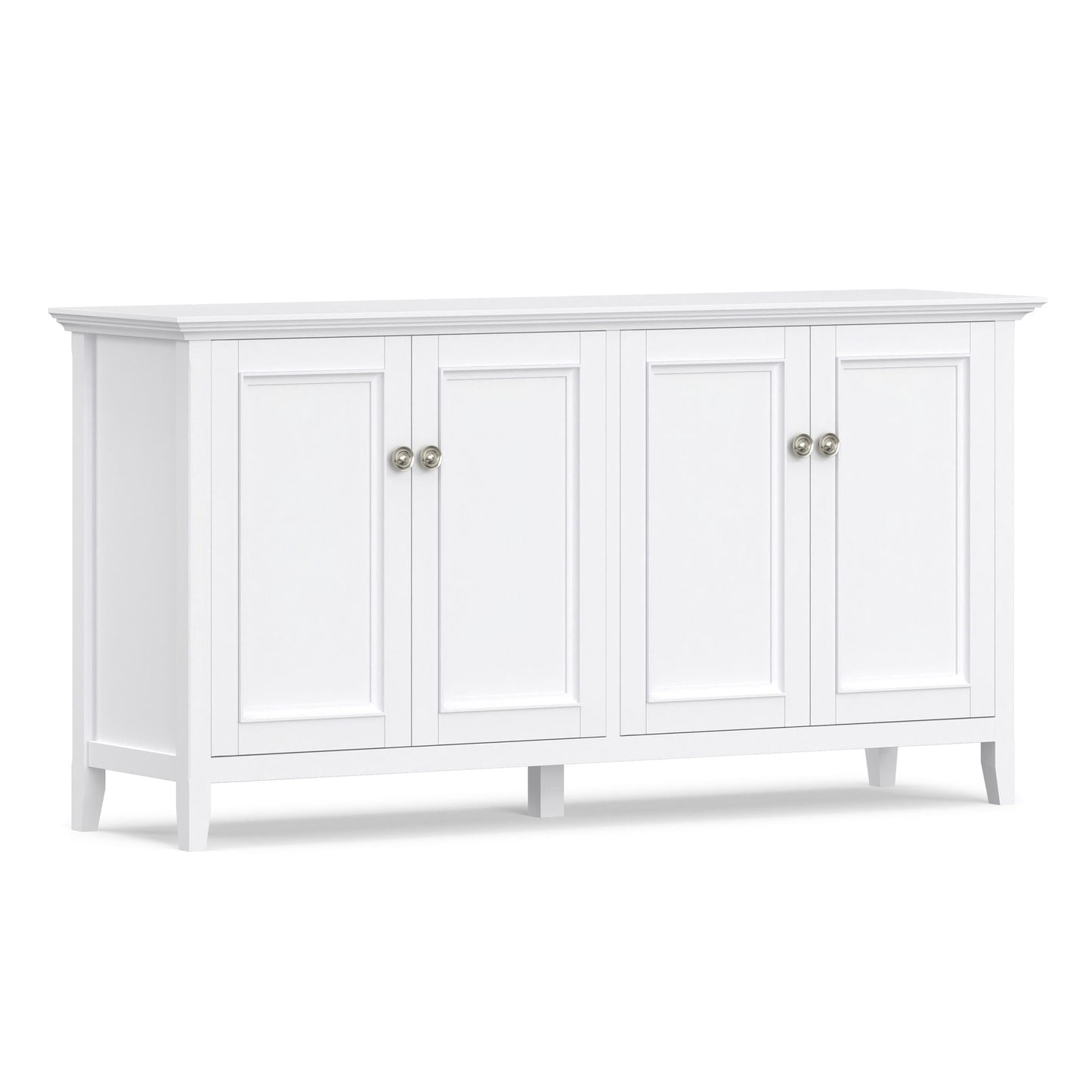 Amherst 4-Door Storage Cabinet white finish with raised panel doors and brushed nickel knobs on Tampa Home & Garden Store