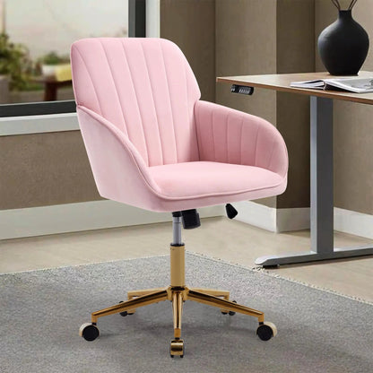 Adjustable ergonomic pink swivel office chair by Unique Piece Furniture with velvet texture on Tampa Home & Garden Store