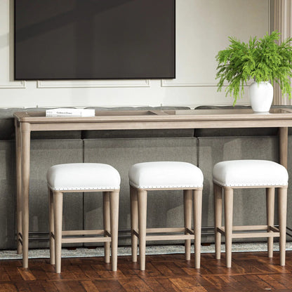 Glass Console Table With 3 Stools Frosted