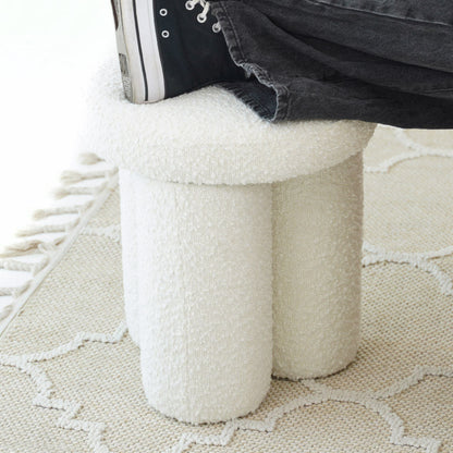 Set of 3 ivory Wesley accent stools with plush sherpa upholstery, soft textured bases on Tampa Home & Garden Store