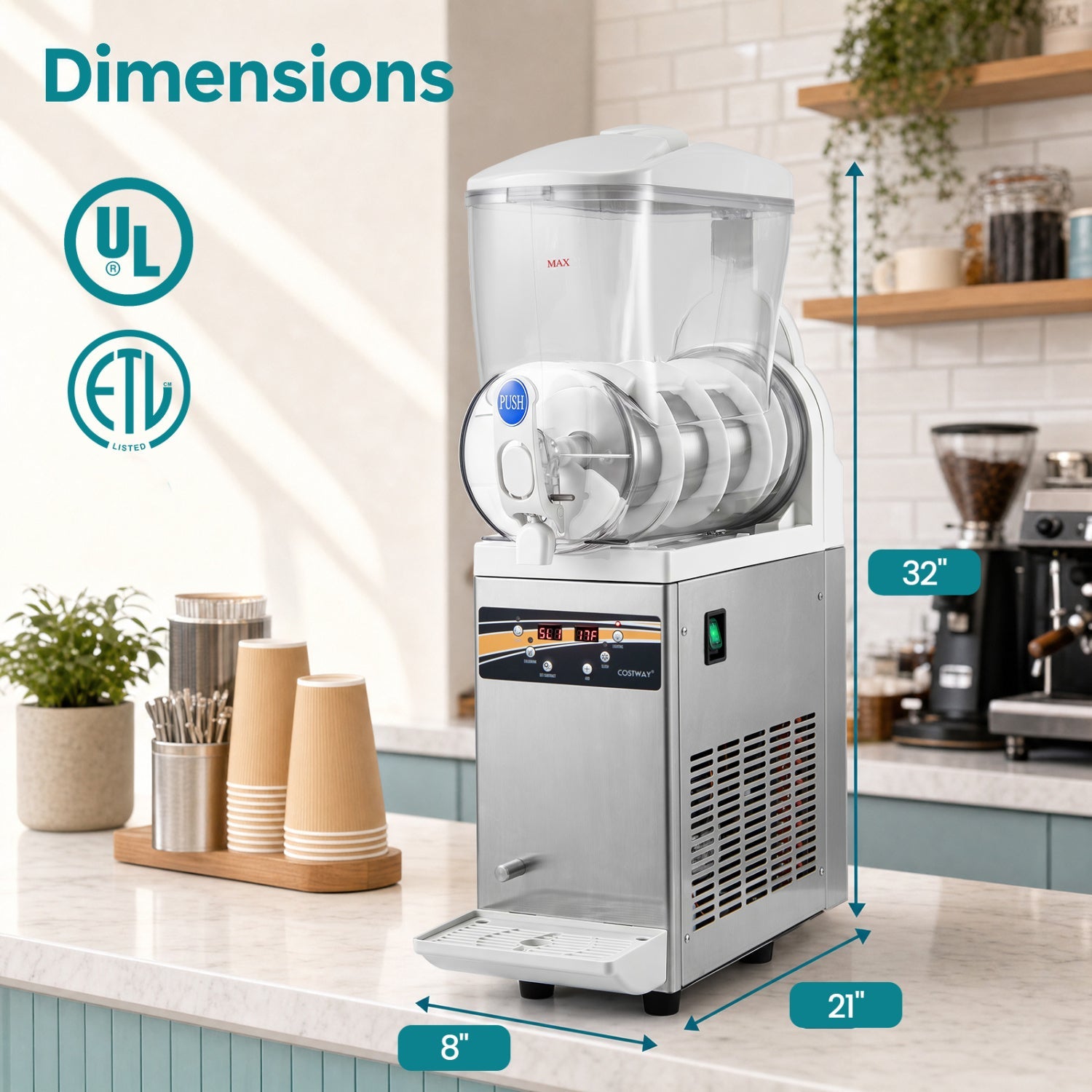 Commercial slushy machine 15L single tank DirectDeals, stainless steel base and white lid 550W on Tampa Home & Garden Store