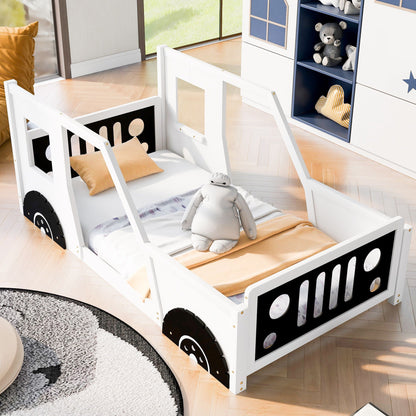 Classic Car Shaped Platform Bed With Wheels, white frame, HouseOfZazla Car Beds on Tampa Home & Garden Store