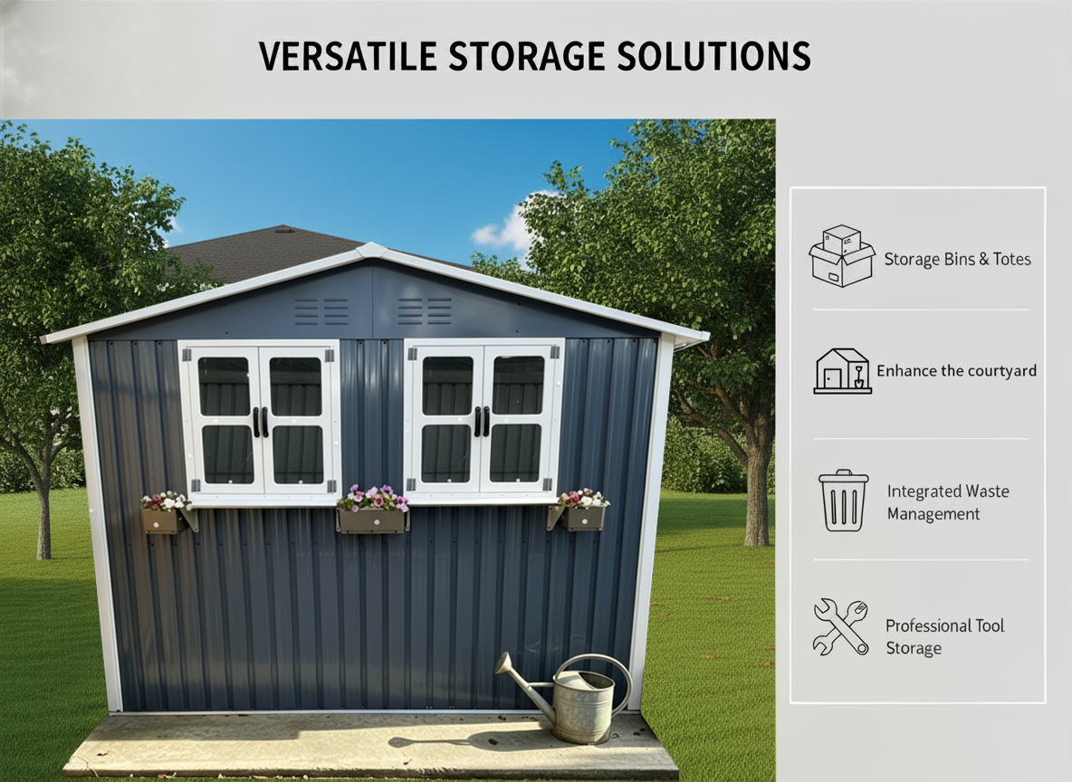 6x9 Outdoor Metal Storage Shed with Window Rack