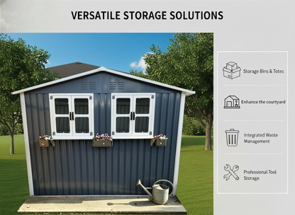 6x9 Outdoor Metal Storage Shed with Window Rack