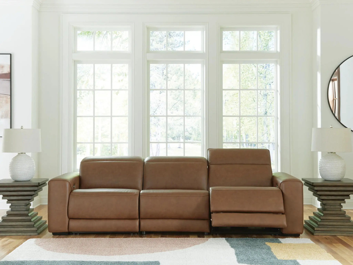 Contemporary Power Reclining Sectional Loveseat