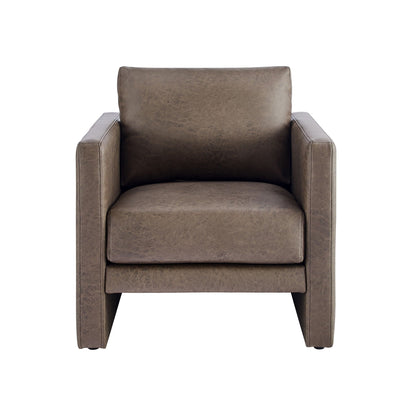 Tulo Arm Chair with coil spring seating, dark brown leather-look upholstery by HouseOfZazla on Tampa Home & Garden Store