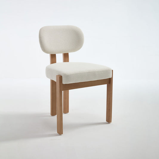 Dining chair beige textured fabric with natural wood legs on Tampa Home & Garden Store