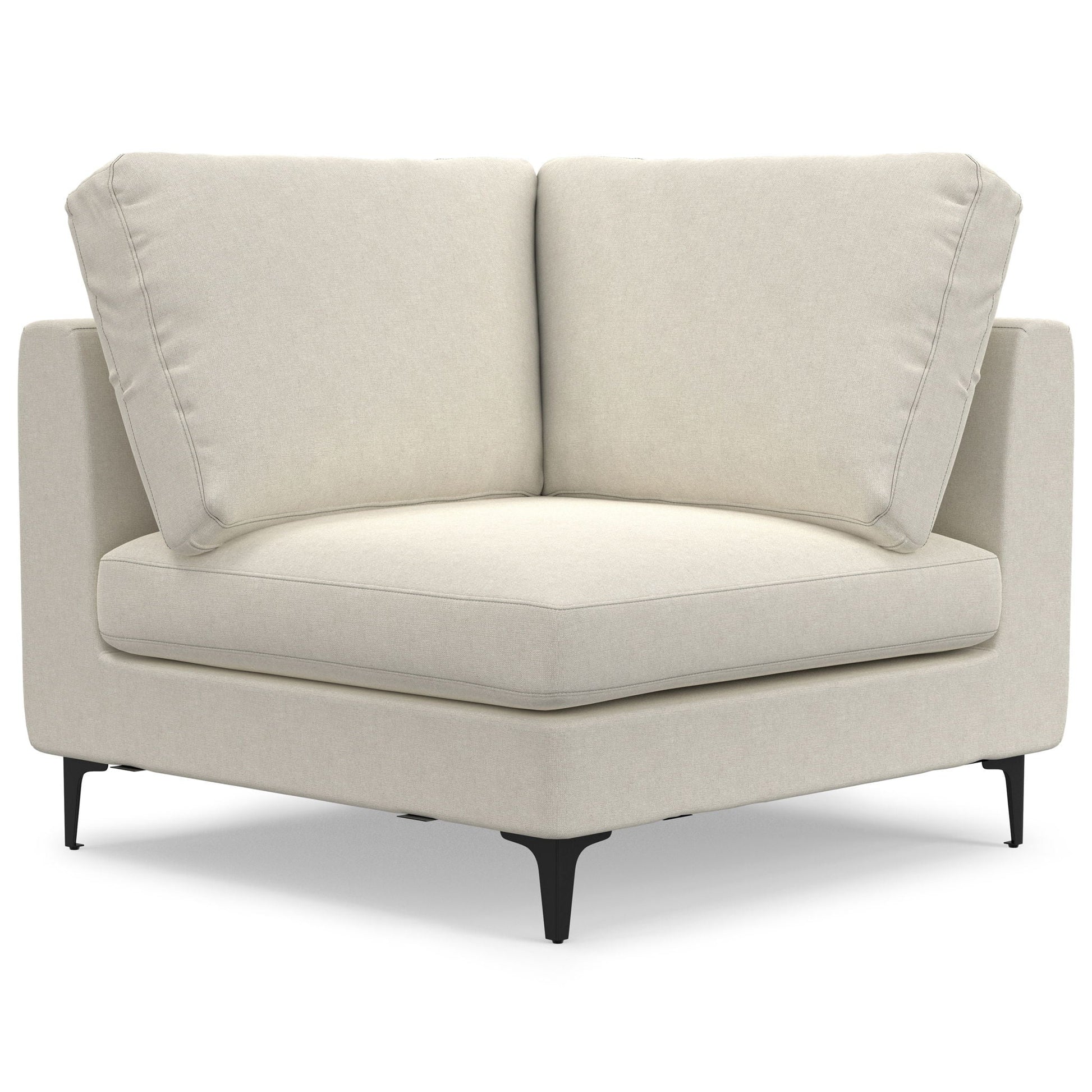 Ava mid century corner sectional sofa beige fabric with black metal legs on Tampa Home & Garden Store
