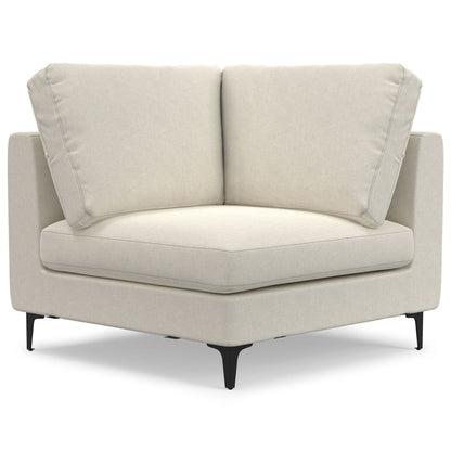 Ava mid century corner sectional sofa beige fabric with black metal legs on Tampa Home & Garden Store