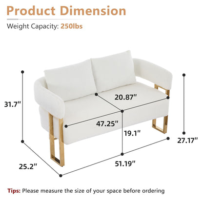 Decorative Side Chair for Living Room, white fabric upholstery, gold metal frame, HouseOfZazla on Tampa Home & Garden Store