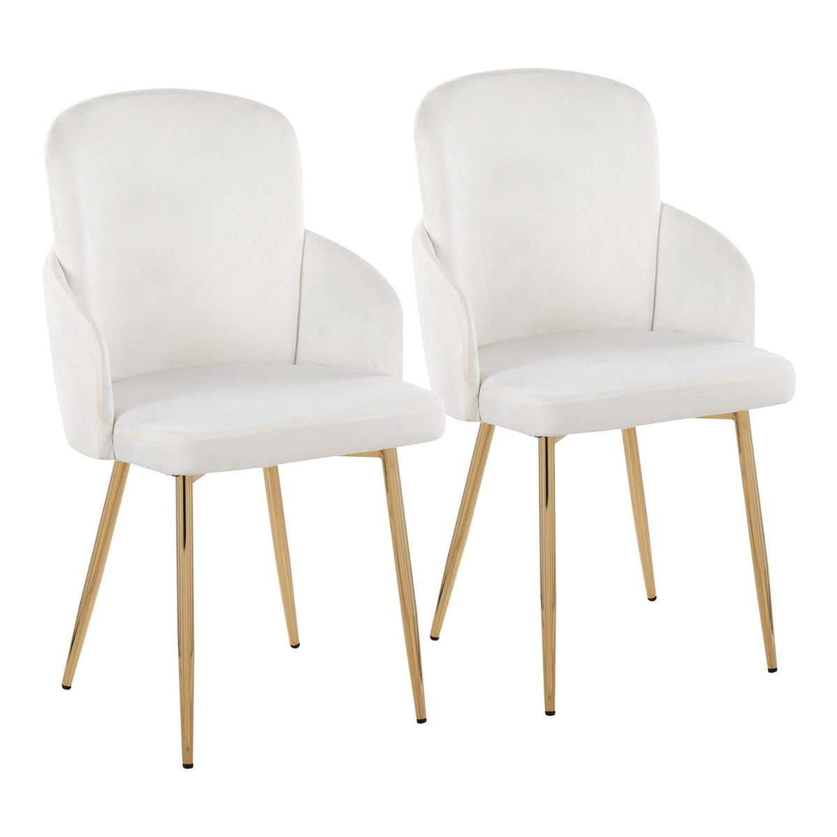 Dahlia Contemporary Dining Chair Set white upholstered seats with gold metal legs, 2-pack on Tampa Home & Garden Store