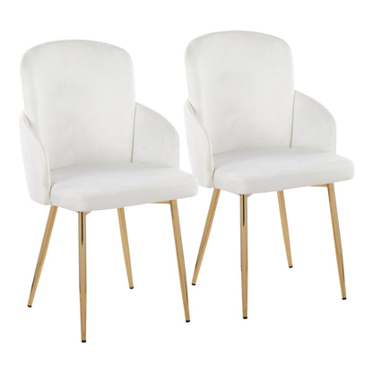 Dahlia Contemporary Dining Chair Set white upholstered seats with gold metal legs, 2-pack on Tampa Home & Garden Store