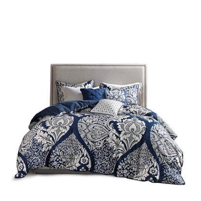 7 Piece Cotton Printed Comforter Set Indigo Cal King by HouseOfZazla on Tampa Home & Garden Store