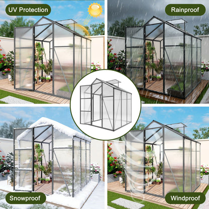 Windproof greenhouse by HouseOfZazla with raised base, black frame and polycarbonate panels on Tampa Home & Garden Store