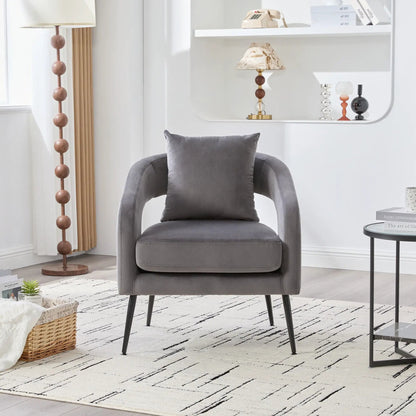 Open Back Accent Chair fabric with curved arms and black legs by Unique Piece Furniture on Tampa Home & Garden Store