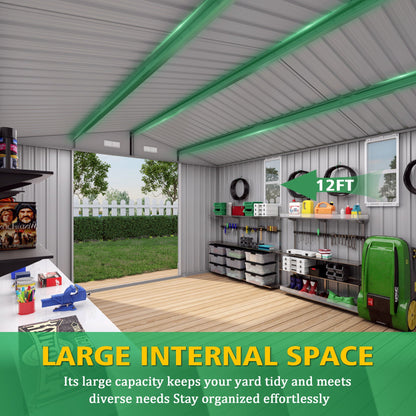 Outdoor Metal Storage Shed With Lockable Doors