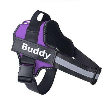 no-pull dog harness vest in purple and black with reflective strap Buddy patch Pet Zen on Tampa Home & Garden Store