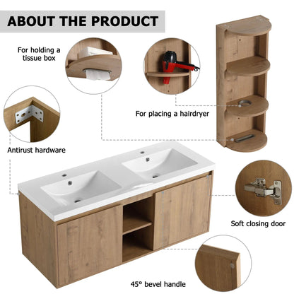 48 Inch Wall Mounted Vanity Double Resin Sink