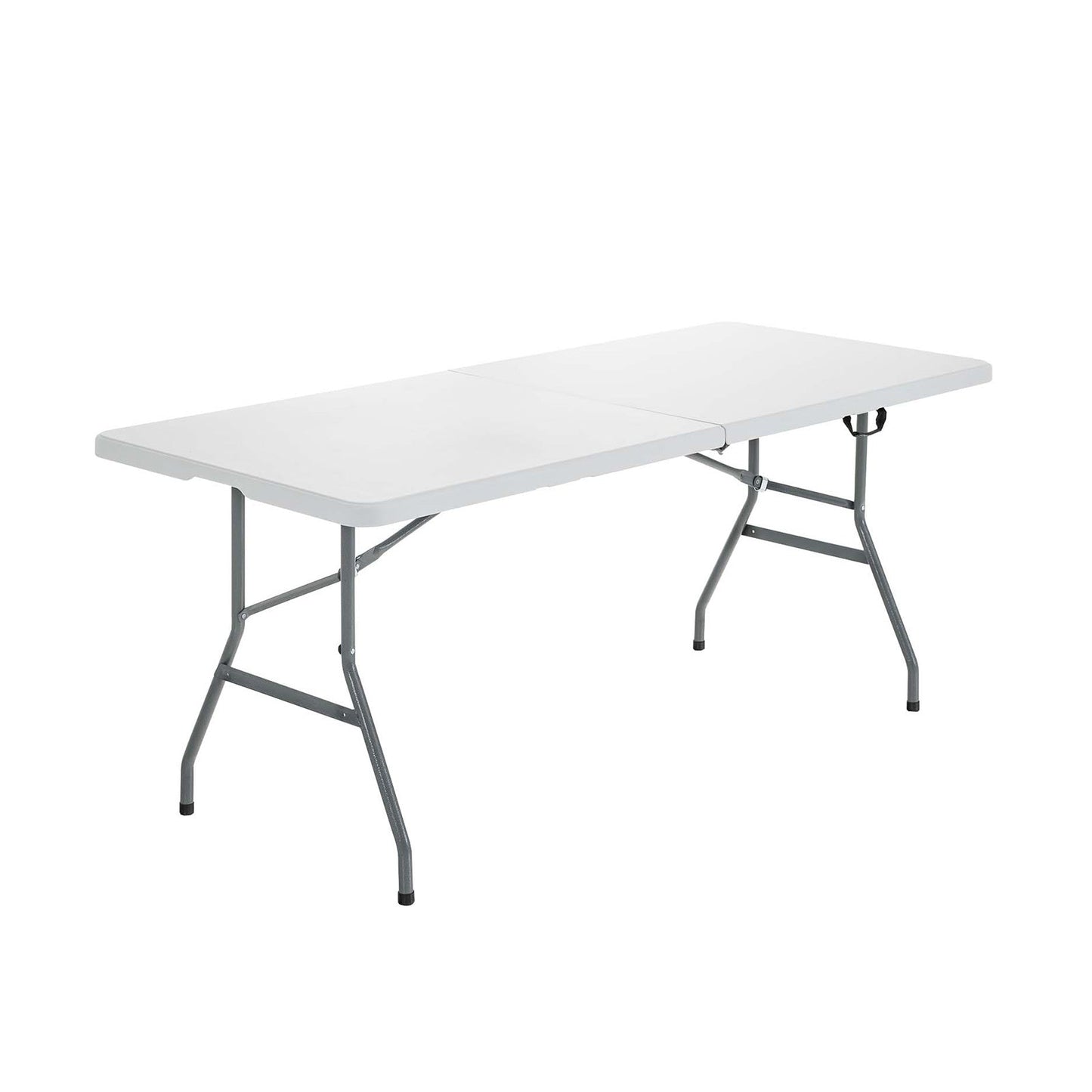 GemGear portable folding camping table white tabletop with gray metal legs on Tampa Home & Garden Store