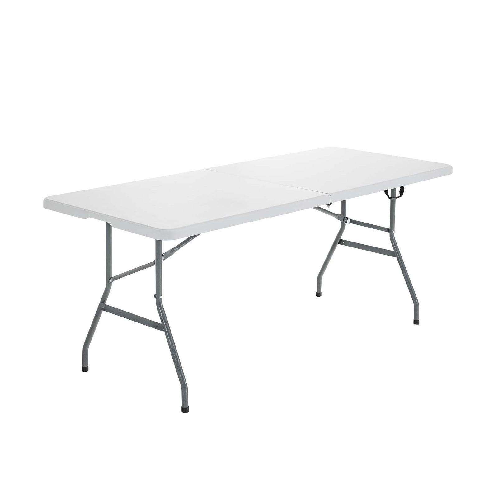 GemGear portable folding camping table white tabletop with gray metal legs on Tampa Home & Garden Store