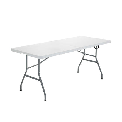 GemGear portable folding camping table white tabletop with gray metal legs on Tampa Home & Garden Store