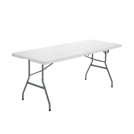 GemGear portable folding camping table white tabletop with gray metal legs on Tampa Home & Garden Store