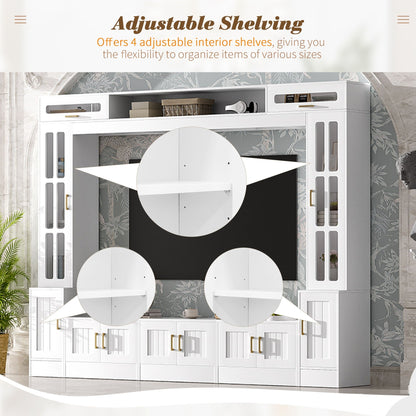 Wall Unit Entertainment Center with Glass Doors white by HouseOfZazla with shelves on Tampa Home & Garden Store