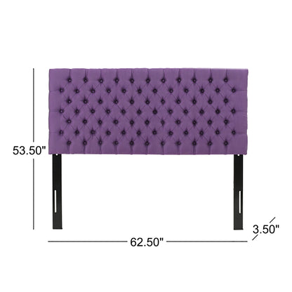 Tufted Upholstered Queen Headboard Light Purple