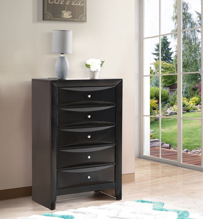 Accent Chest with Molded Resin Drawers in black; gray lamp and white flowers on top on Tampa Home & Garden Store