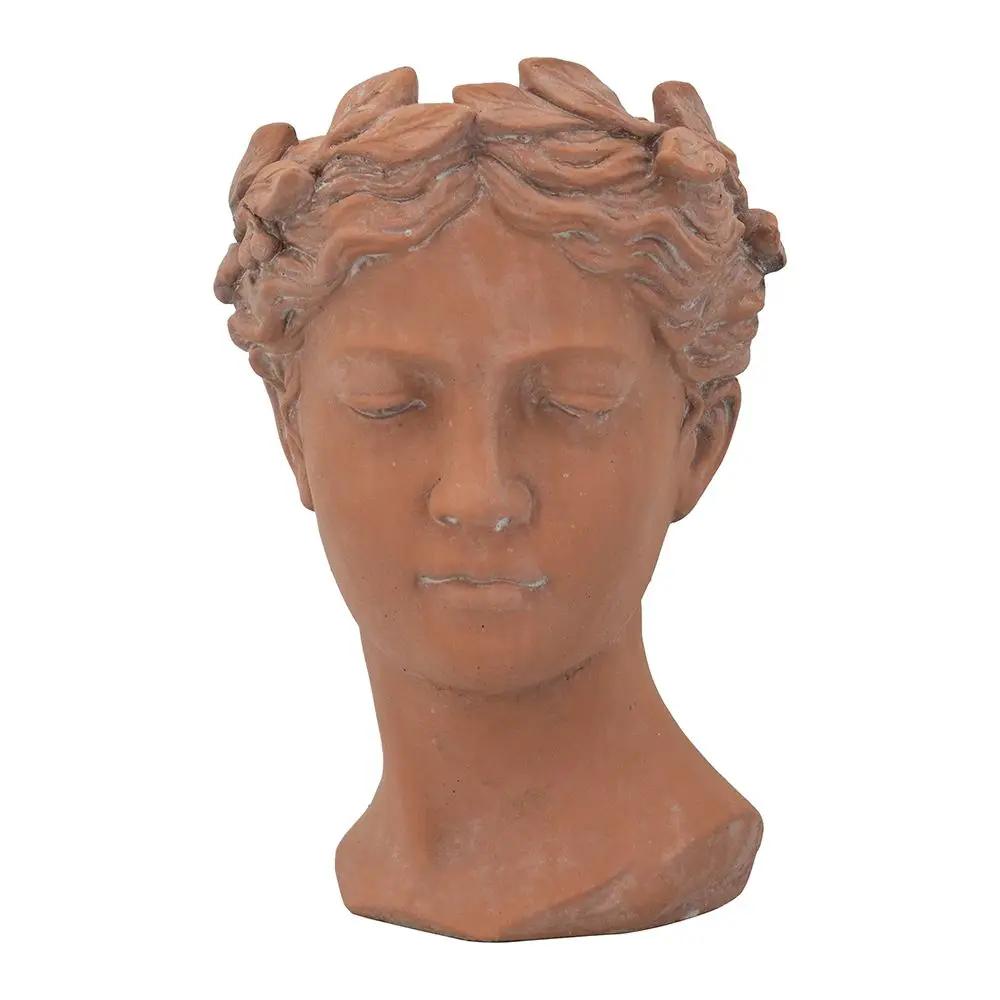 Visage Head Bust Planter Brown Cement Indoor Use