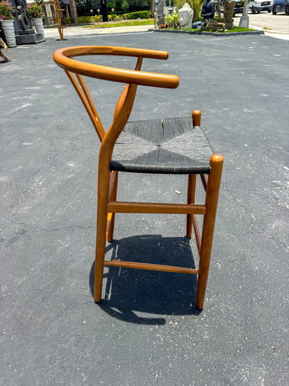 Wishbone Island Counter Stool by The Broward Design Center wood frame with black woven seat on Tampa Home & Garden Store