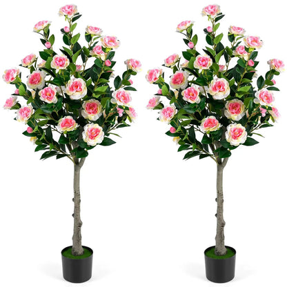 Artificial Camellia Tree with 27 Pink Blossoms