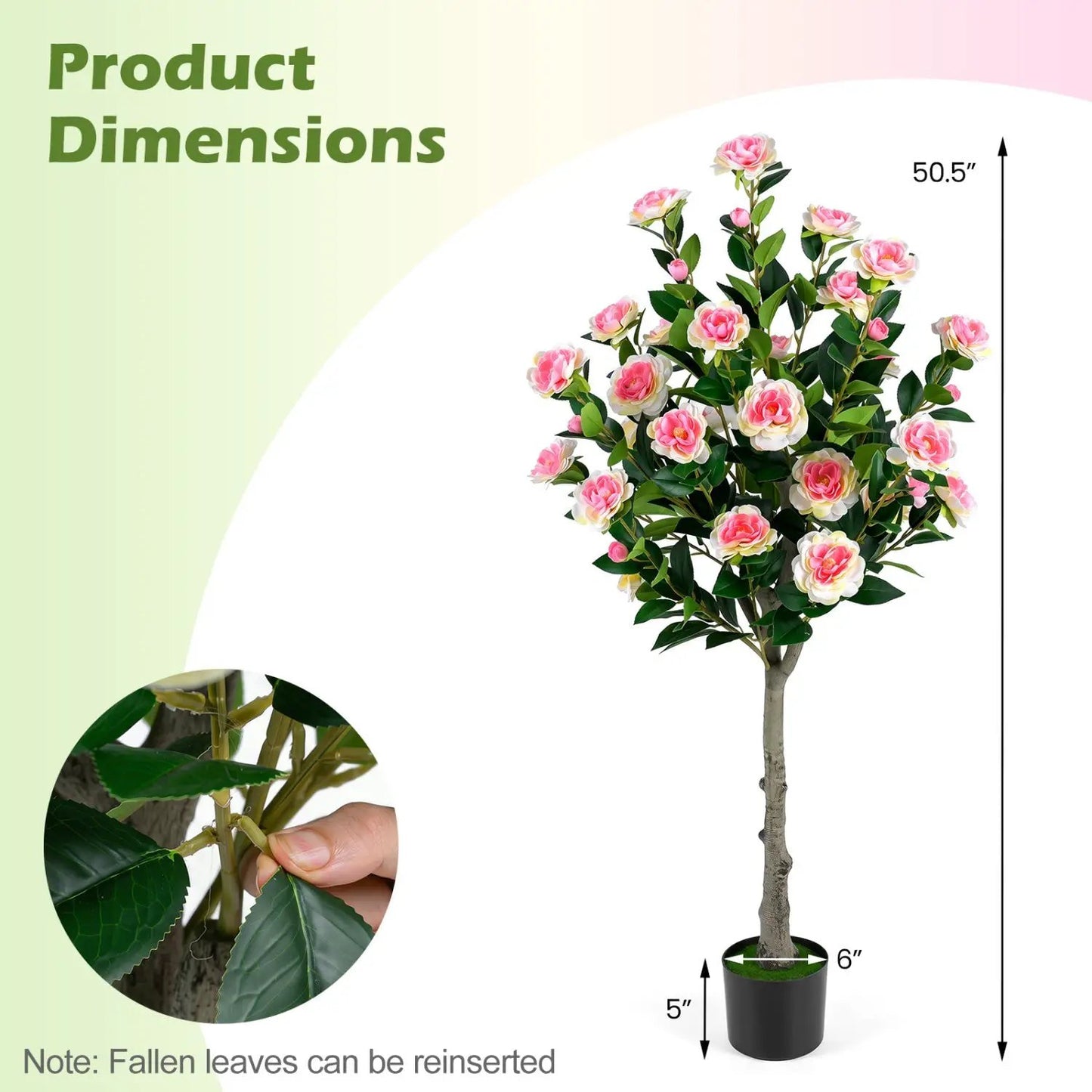 Artificial Camellia Tree with 27 Pink Blossoms