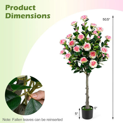 Artificial Camellia Tree with 27 Pink Blossoms