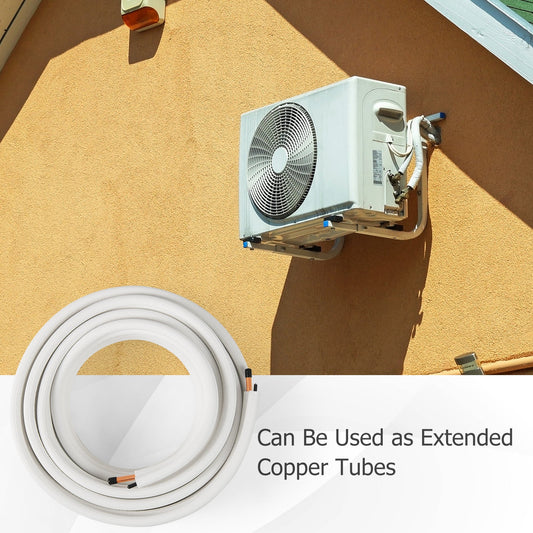 50 Feet Mini Split Line Set with 1/4 Inch and 1/2 Inch O.D. Copper Pipes Tubing - Tampa Home & Garden Store