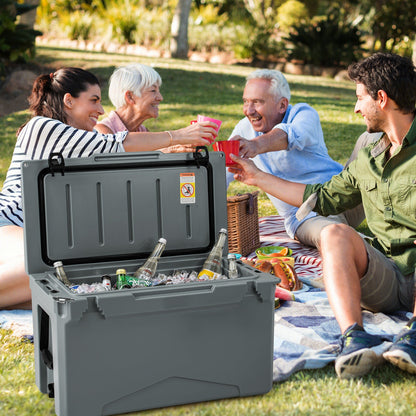 GemGear 50 QT Rotomolded Cooler insulated ice chest with integrated cup holders open for picnics on Tampa Home & Garden Store