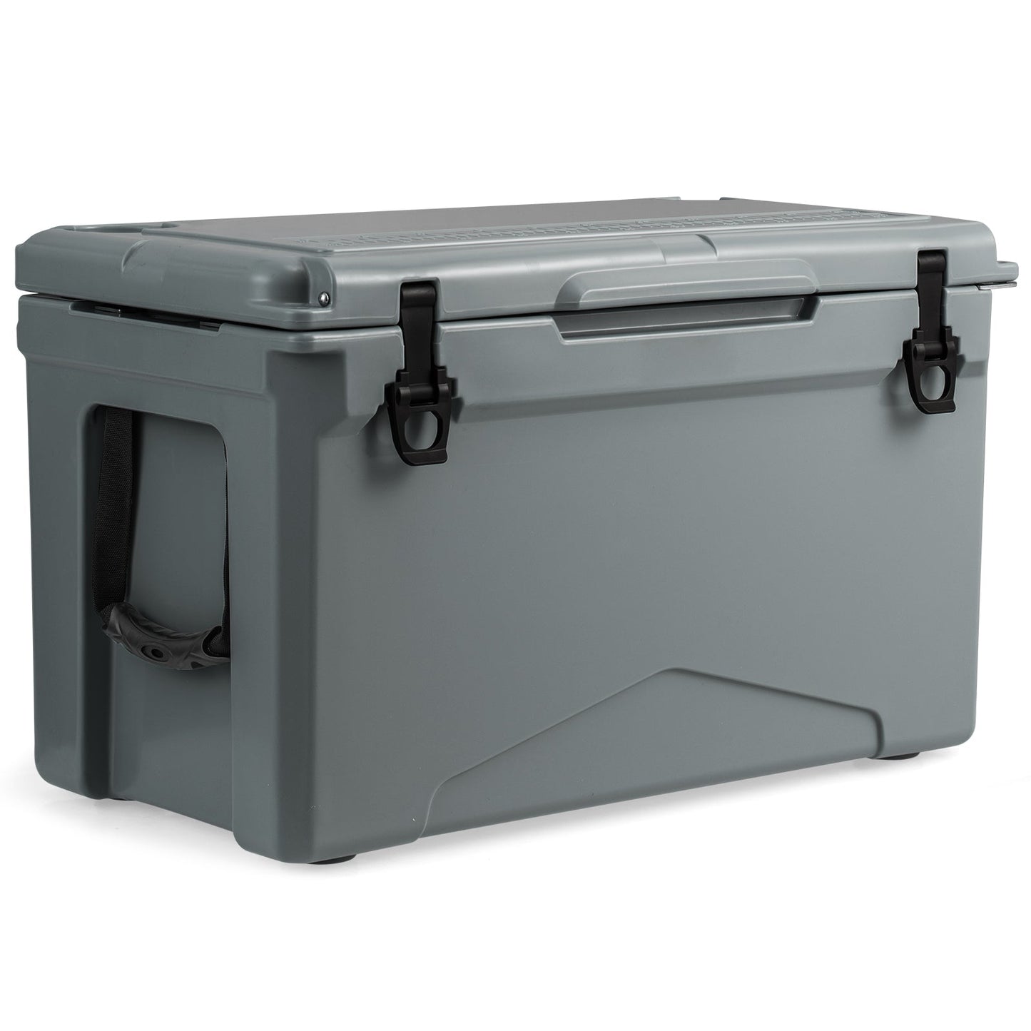 GemGear 50 QT Rotomolded Cooler gray with integrated cup holders and side carry strap on Tampa Home & Garden Store