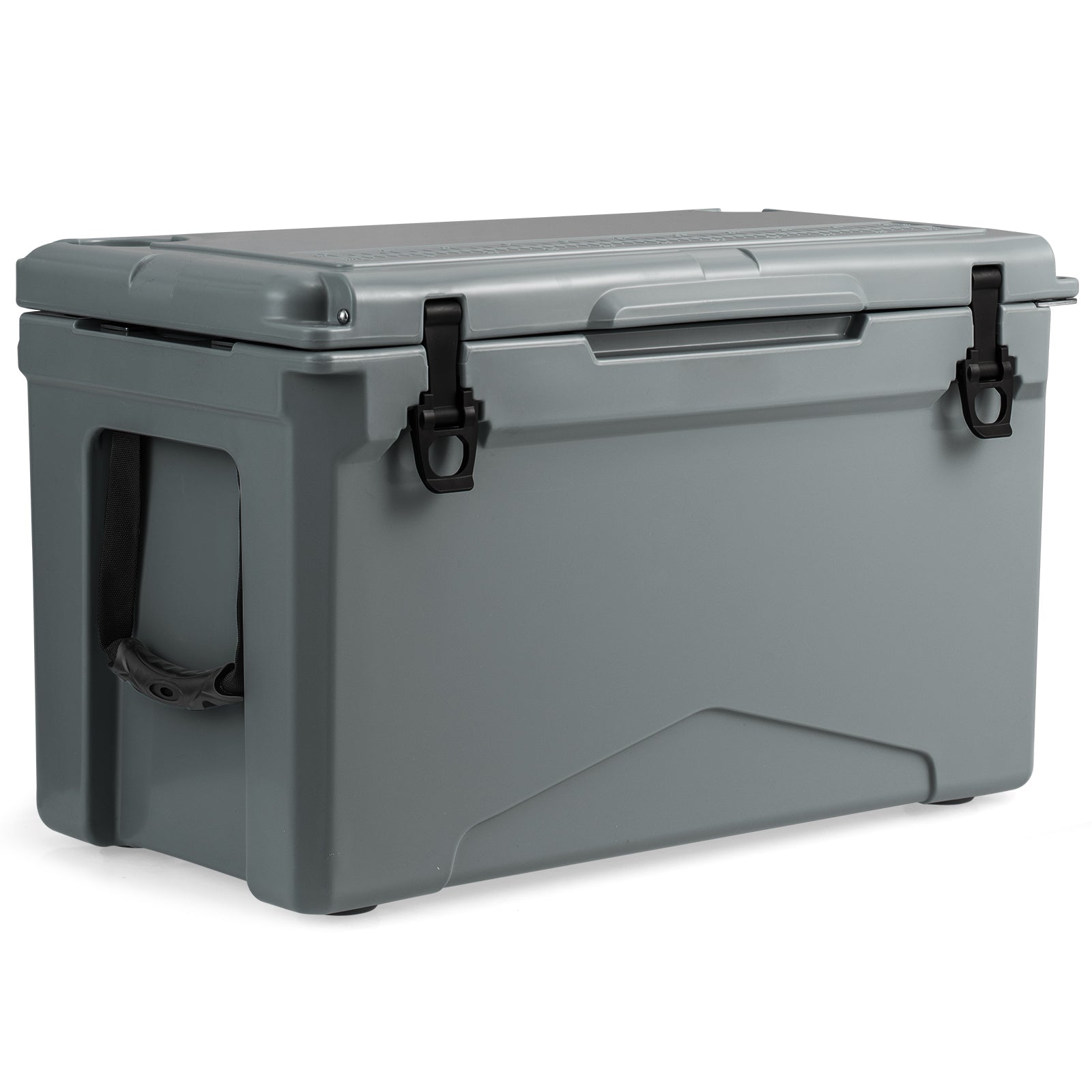 GemGear 50 QT Rotomolded Cooler gray with integrated cup holders and side carry strap on Tampa Home & Garden Store