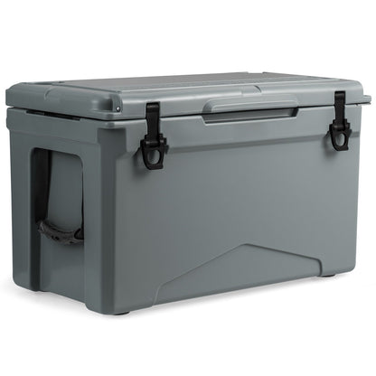 GemGear 50 QT Rotomolded Cooler gray with integrated cup holders and side carry strap on Tampa Home & Garden Store