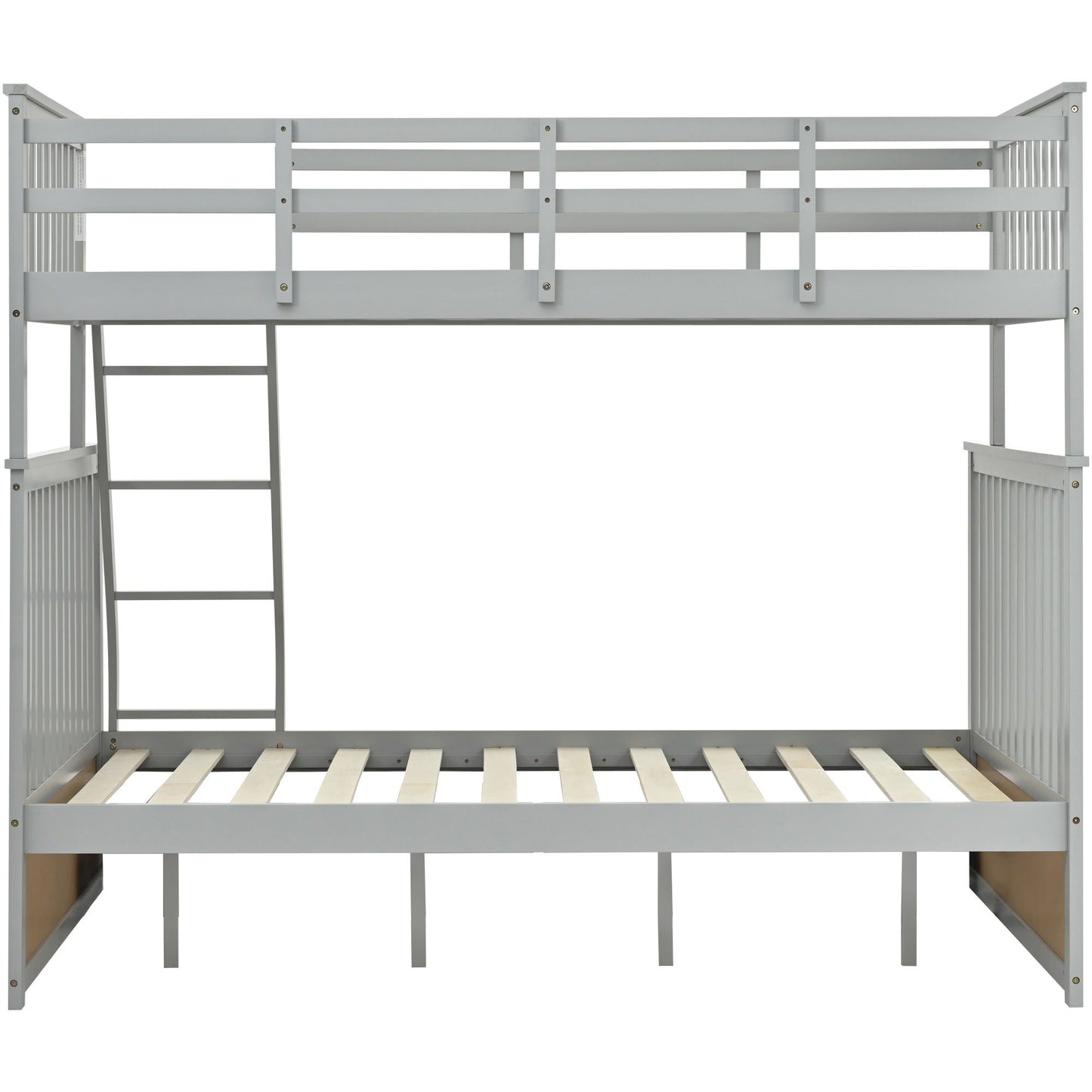 Bunk bed with ladder and safety guard rails, light gray finish, HouseOfZazla on Tampa Home & Garden Store