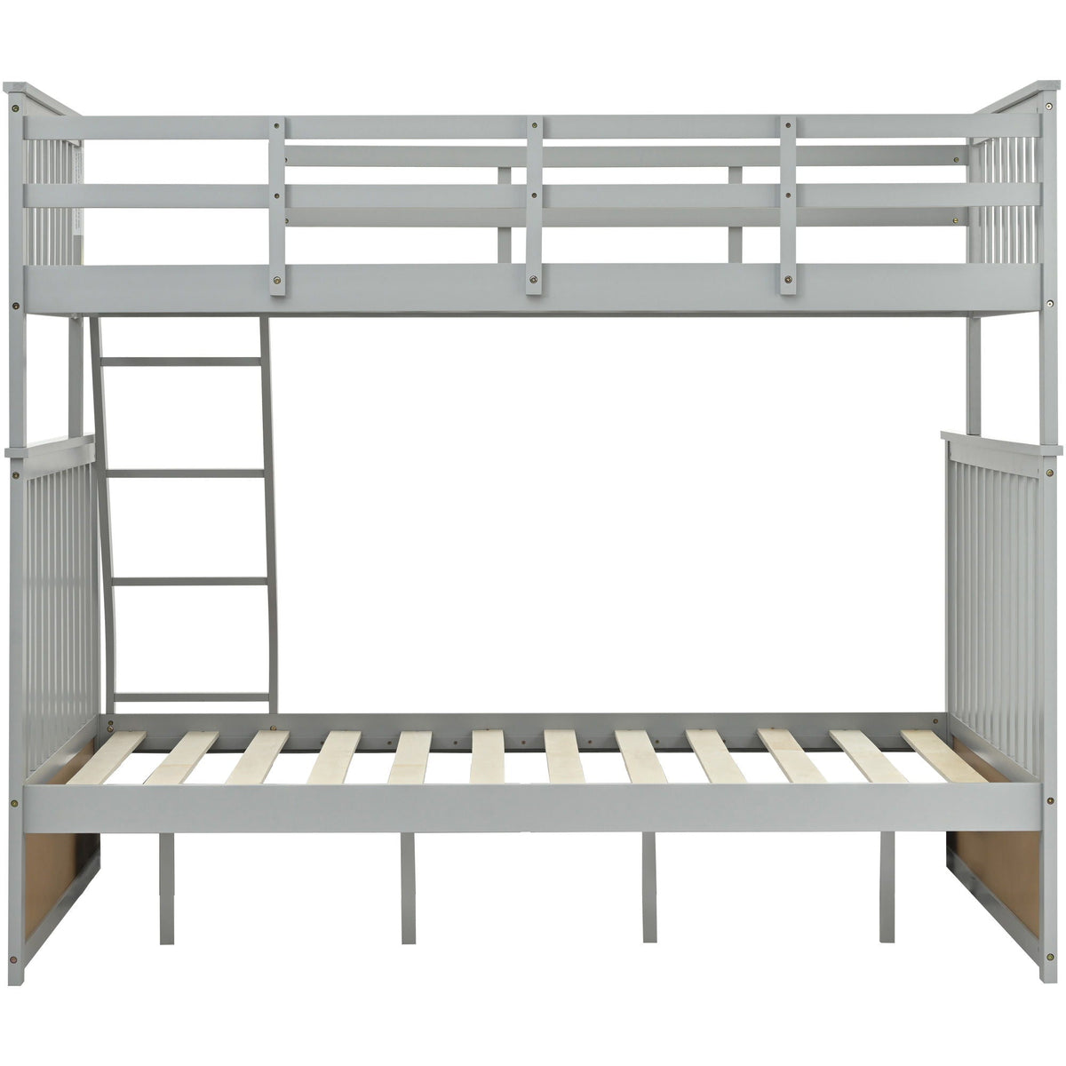 Bunk bed with ladder and safety guard rails, light gray finish, HouseOfZazla on Tampa Home & Garden Store
