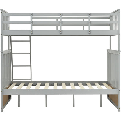 Bunk bed with ladder and safety guard rails, light gray finish, HouseOfZazla on Tampa Home & Garden Store