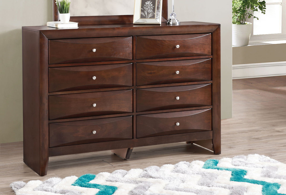 Marilla dresser by HouseOfZazla in dark walnut with resin curved fronts; 9-drawer storage on Tampa Home & Garden Store