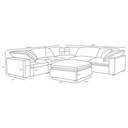 Segoura modular sectional with ottoman, 2-piece living room set by HouseOfZazla, sketch on Tampa Home & Garden Store