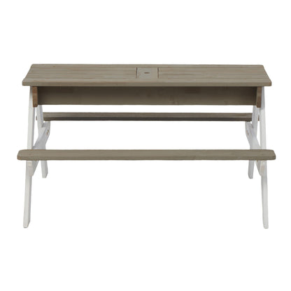 Kids picnic table with sand and water conversion in cedar finish; slatted top on white legs by HouseOfZazla on Tampa Home & Garden Store