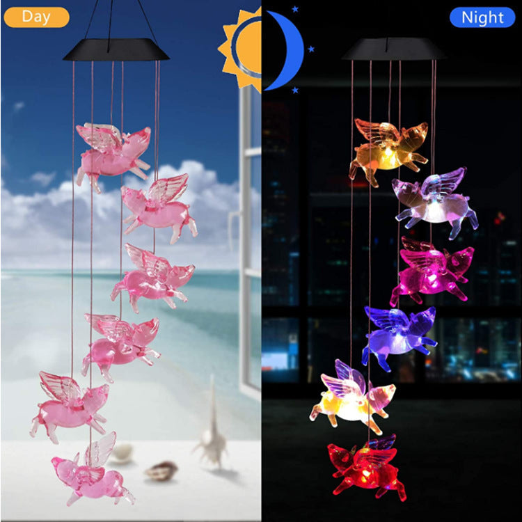 Solar wind chime lamp with pink hummingbird and butterfly balls garden by Sell My Stuff on Tampa Home & Garden Store