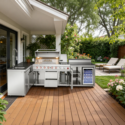 Outdoor Kitchen Island With Stainless Grill