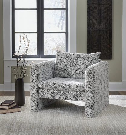 Kenbell Accent Chair Black and White Geometric