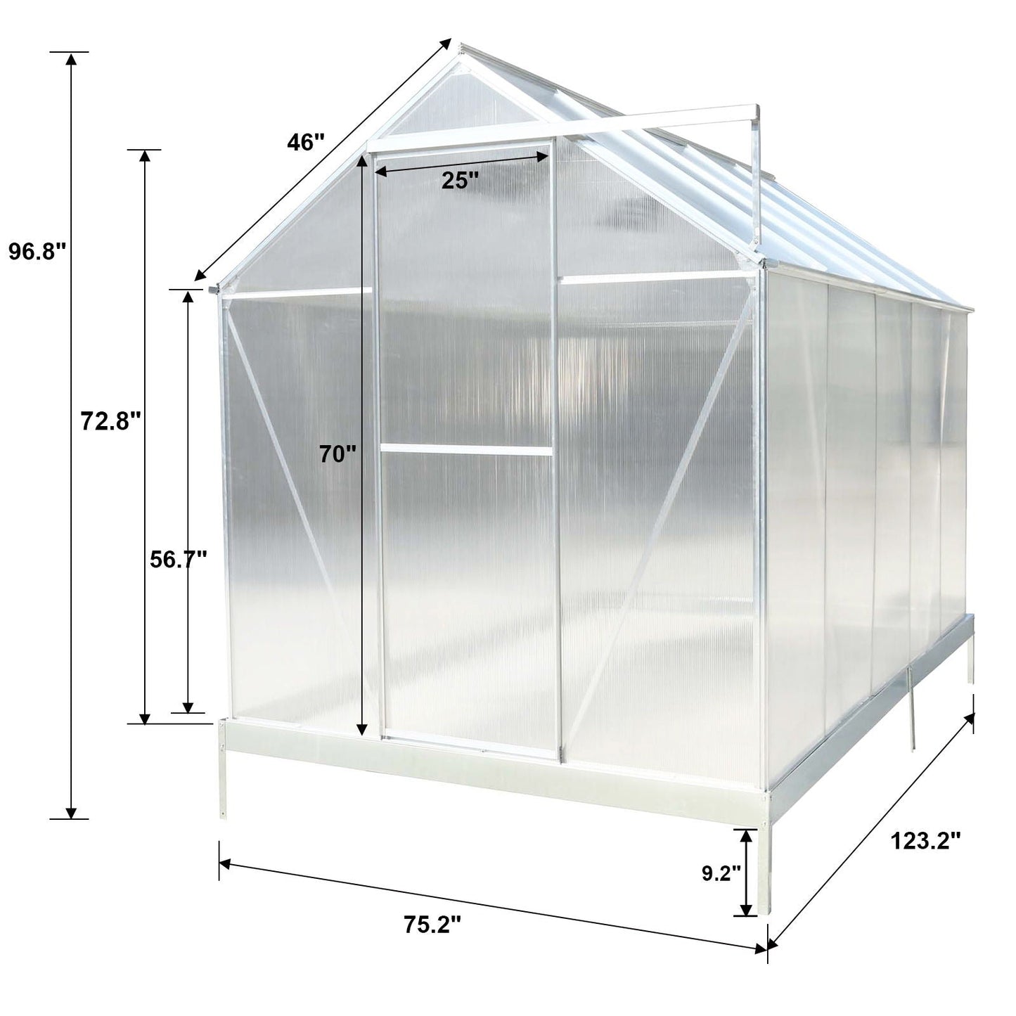 Heavy Duty Polycarbonate Greenhouse Kit and Door