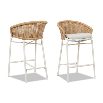 Santorini Wicker Back Outdoor Bar Stool Set of 2